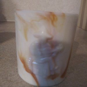 Vintage Arko Agate Mexicali Pickwick Cosmetic Orange And White Slag Glass Jar